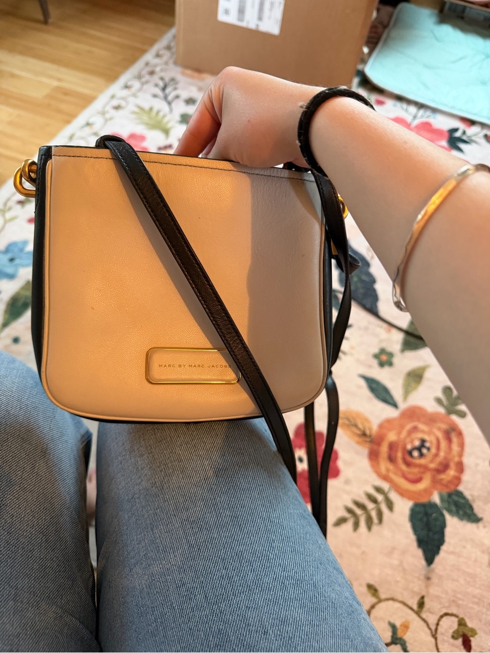 Marc Jacobs Black Leather Crossbody with Gold Accents - Picture 2 of 3